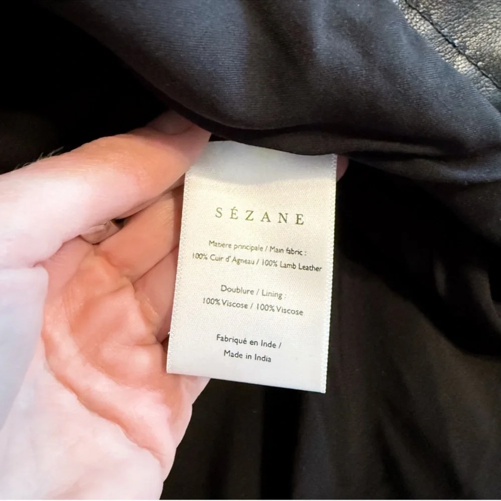 Sezane Leandra Skirt Smooth Black Lamb Leather Size 34 US 2